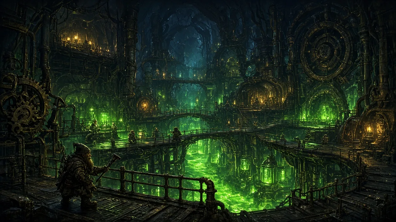 Original painted artwork evoking Gnomeregan