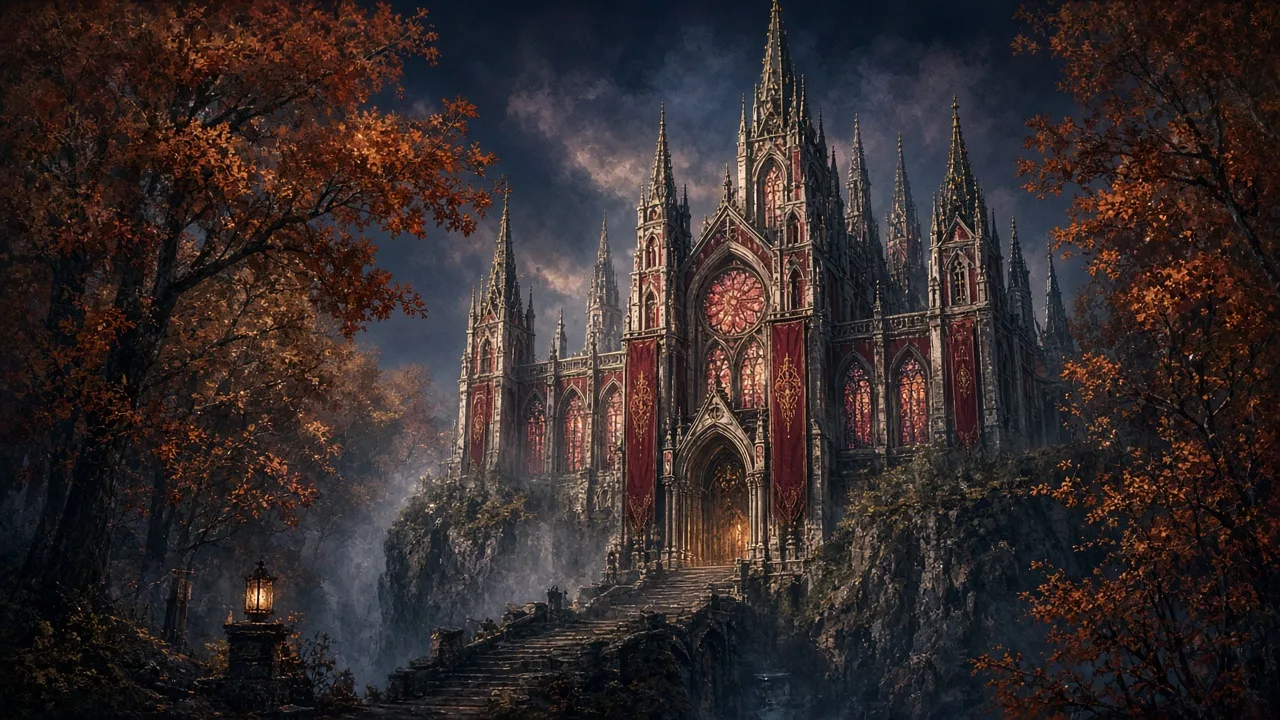 Original painted artwork evoking Scarlet Monastery