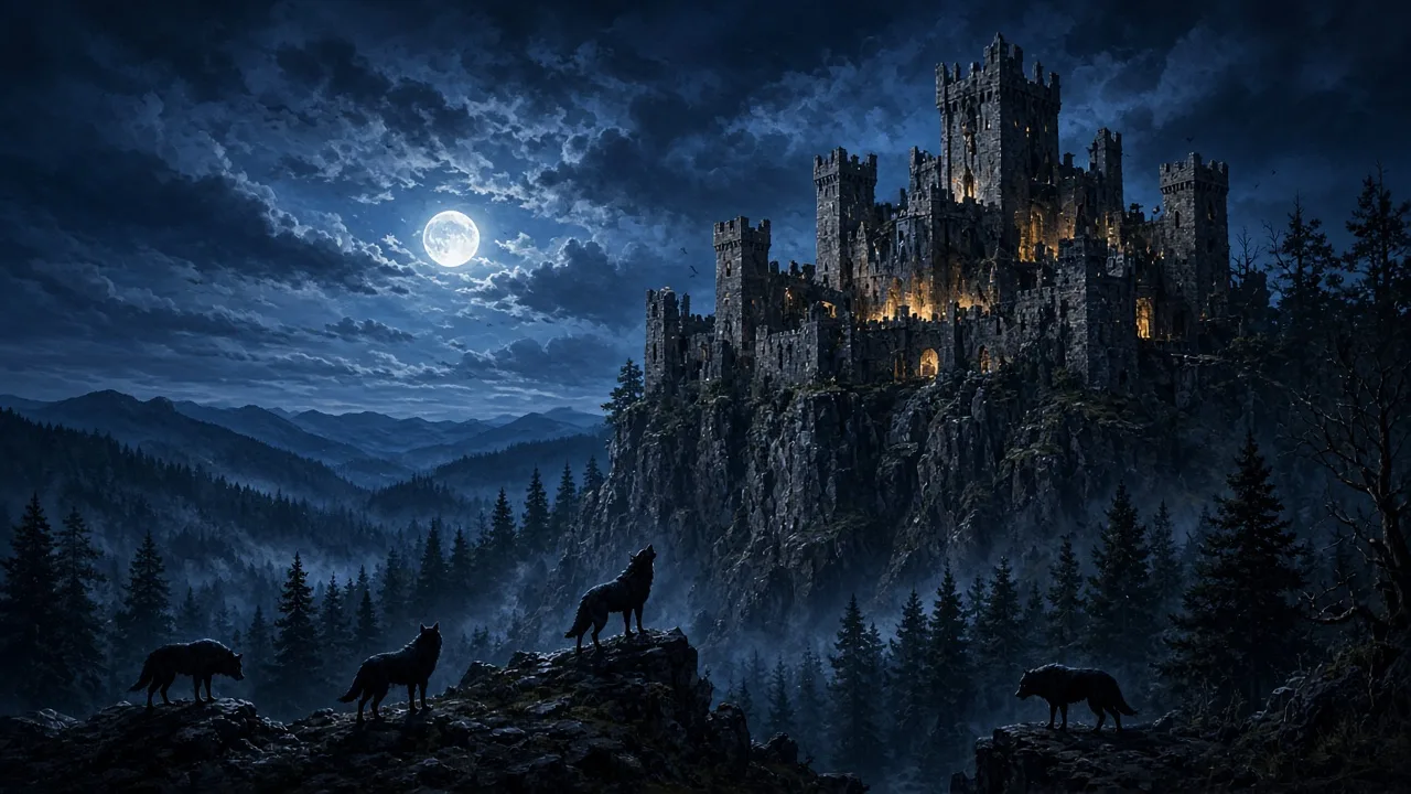 Original painted artwork evoking Shadowfang Keep