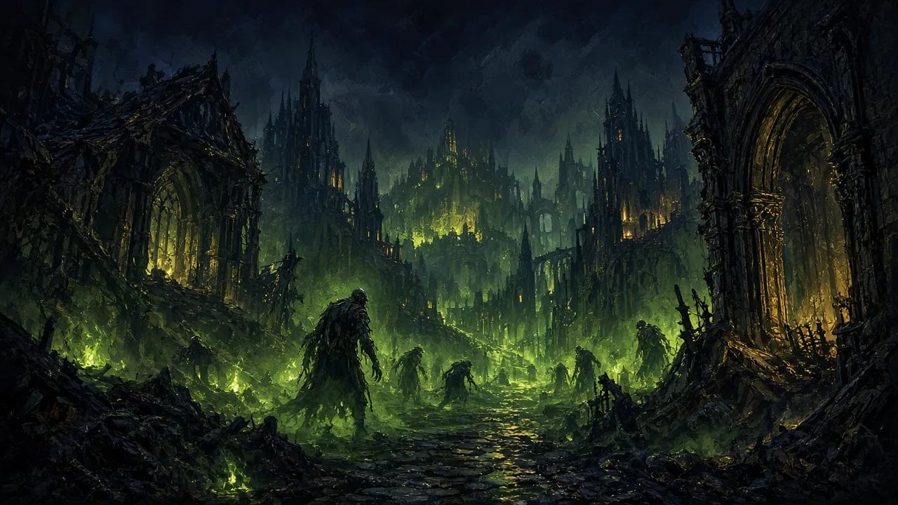 Original painted artwork evoking Stratholme