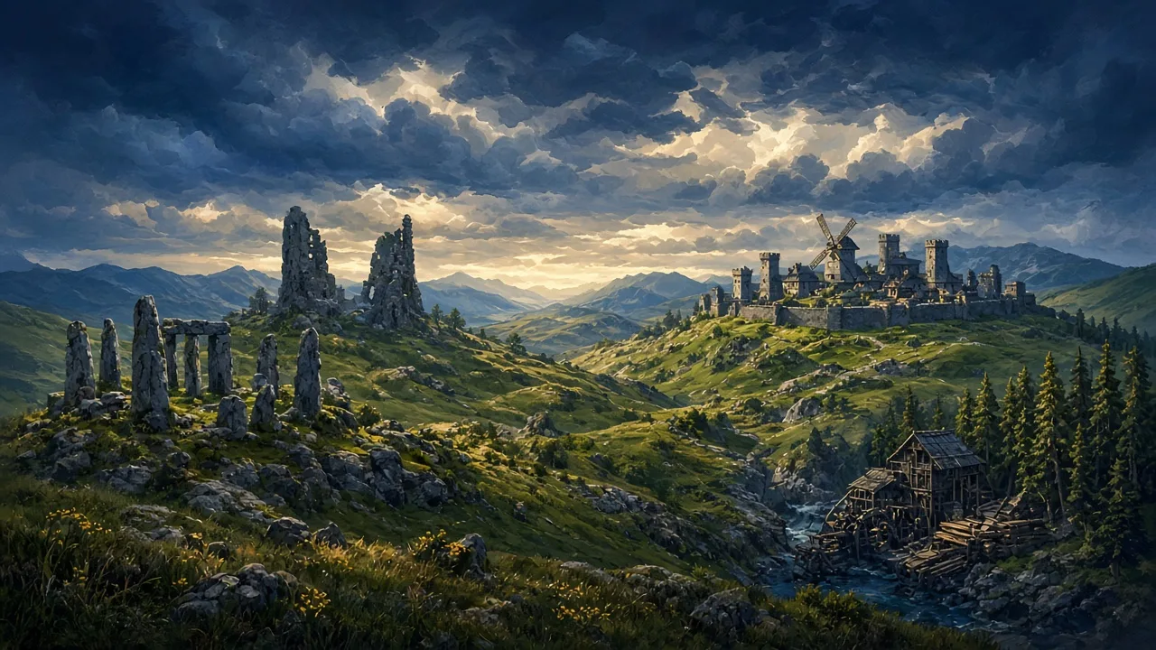 Original painted artwork evoking Arathi Highlands