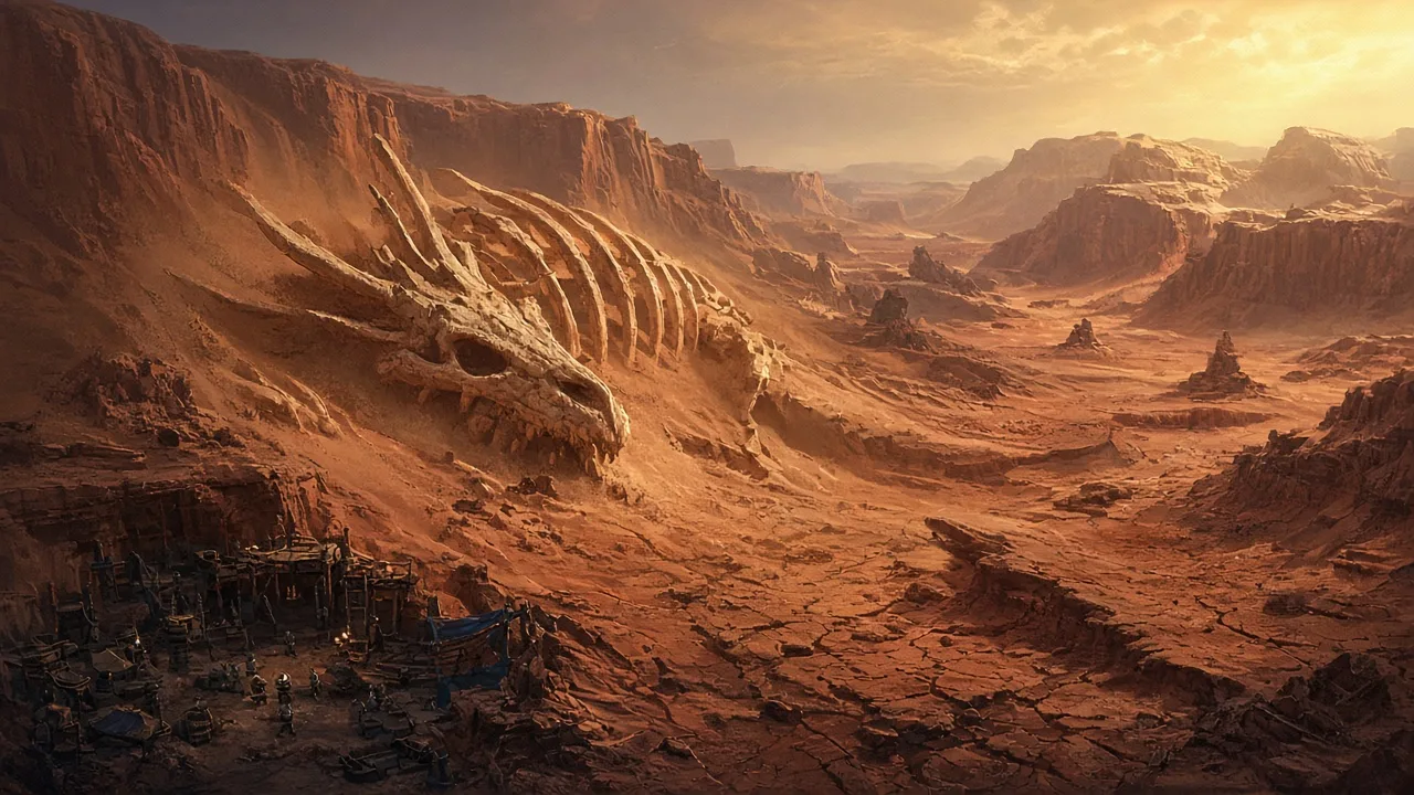 Original painted artwork evoking Badlands