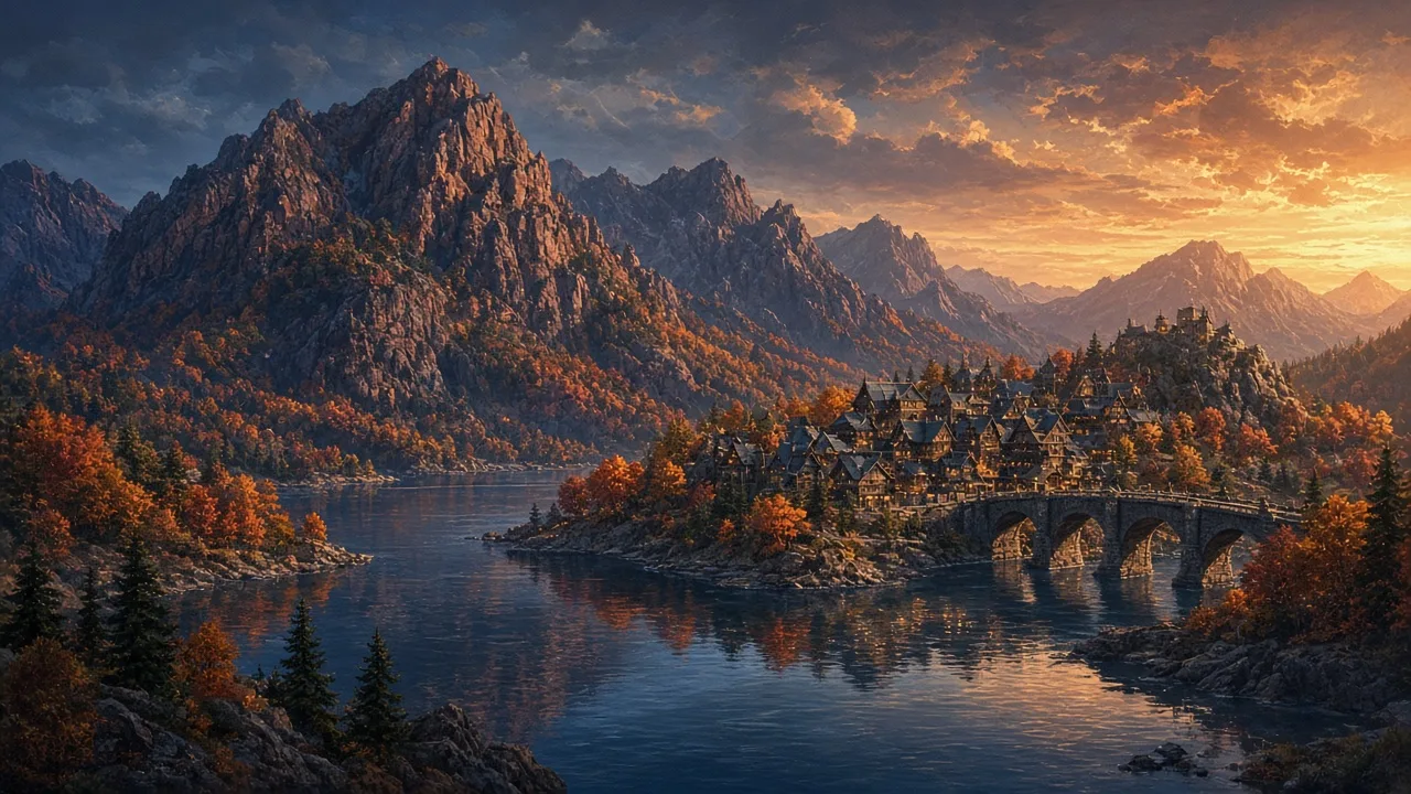 Original painted artwork evoking Redridge Mountains