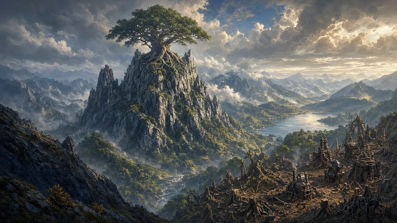 Original painted artwork evoking Stonetalon Mountains