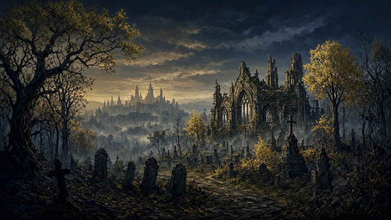 Original painted artwork evoking Tirisfal Glades