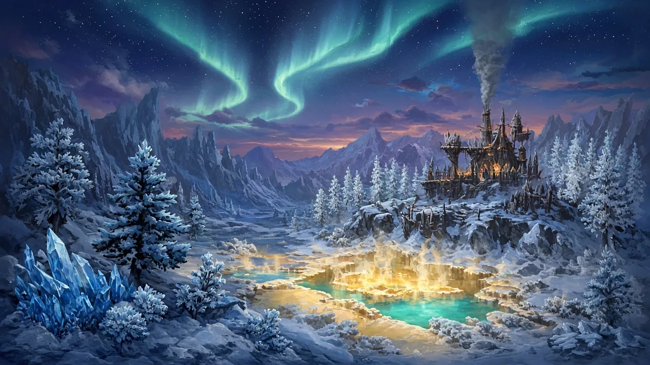 Original painted artwork evoking Winterspring