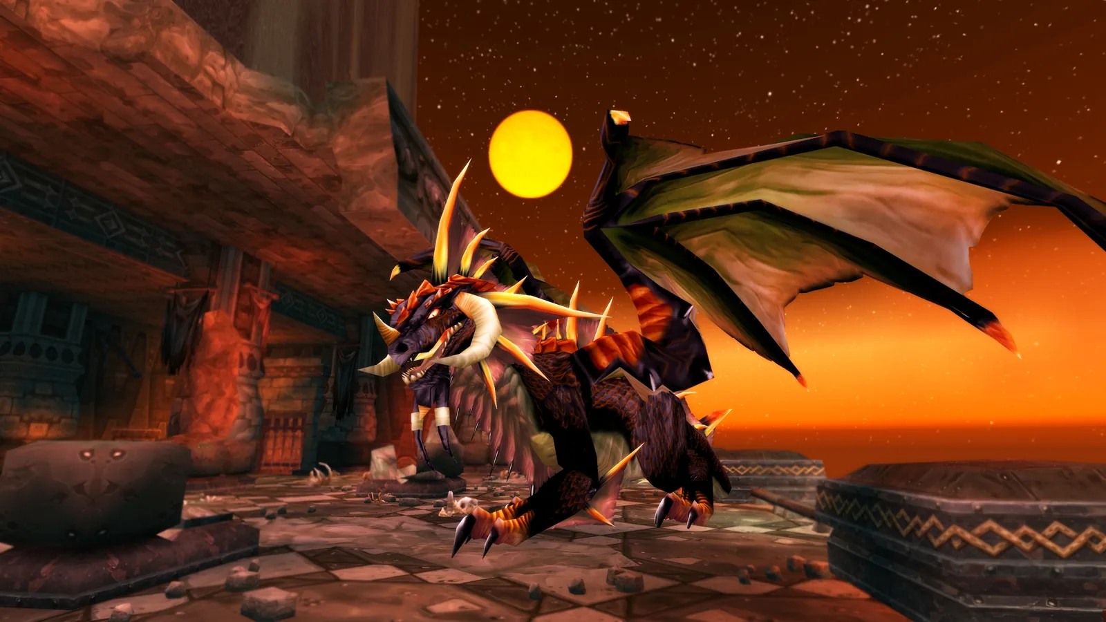 Black dragon at sunset