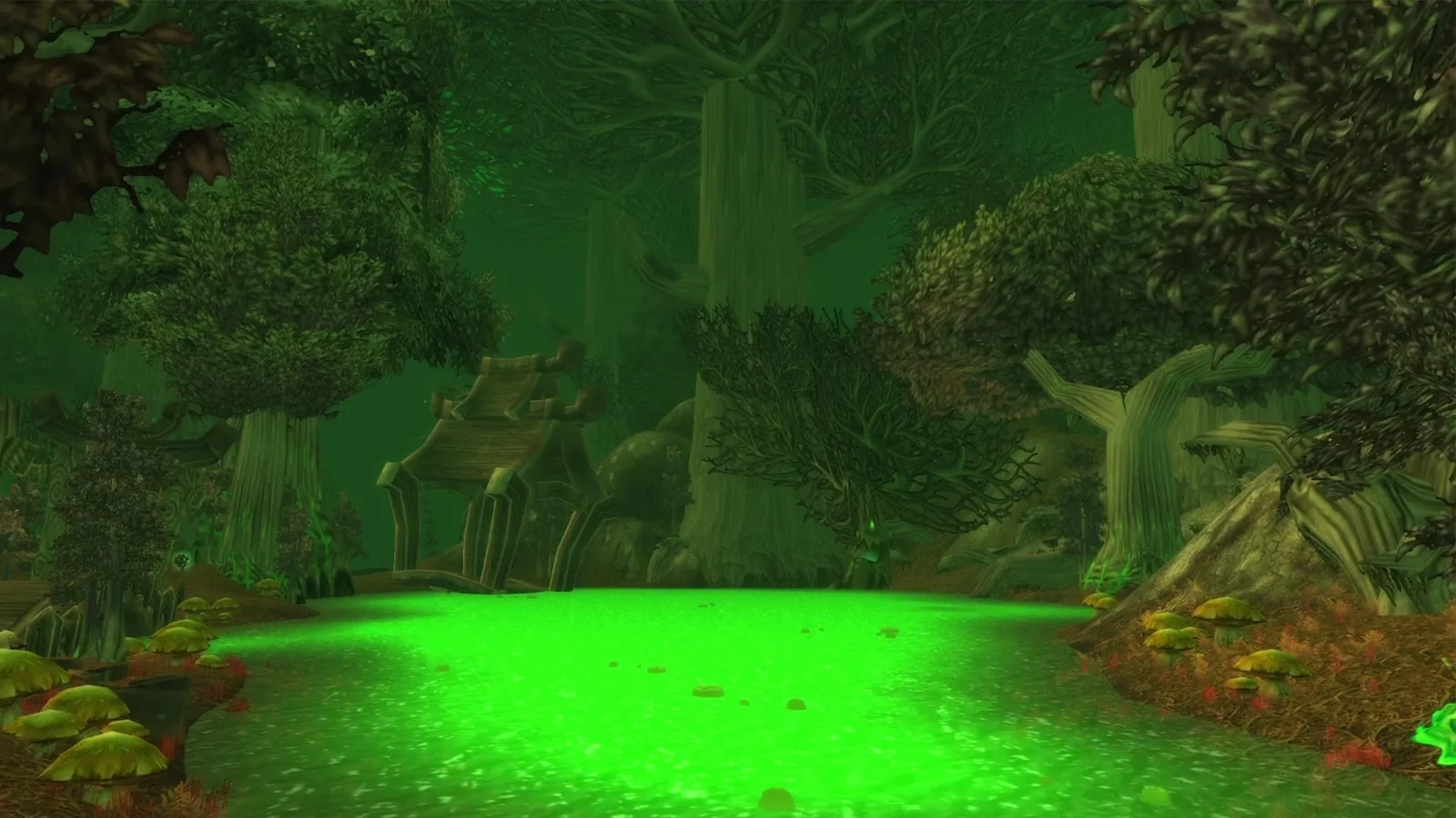 Felwood: green fel pool in forest