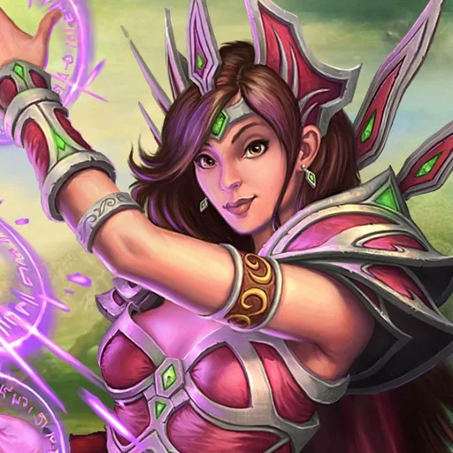 Class card art: elf woman with bow/magic (modern World of Warcraft art, not a Forever screenshot)