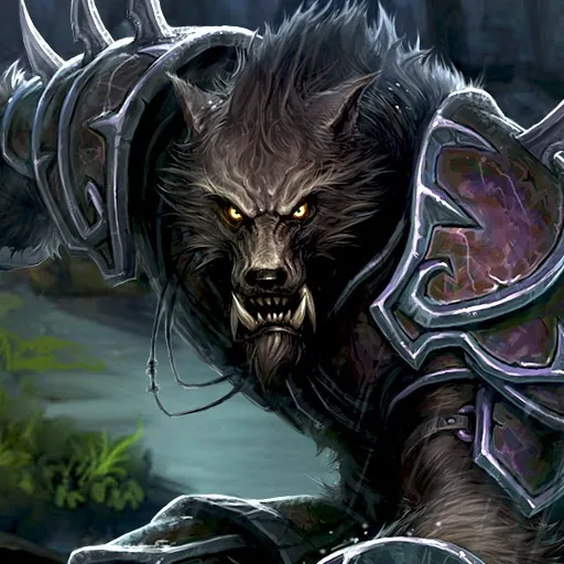 Class card art: worgen (modern World of Warcraft art, not a Forever screenshot)