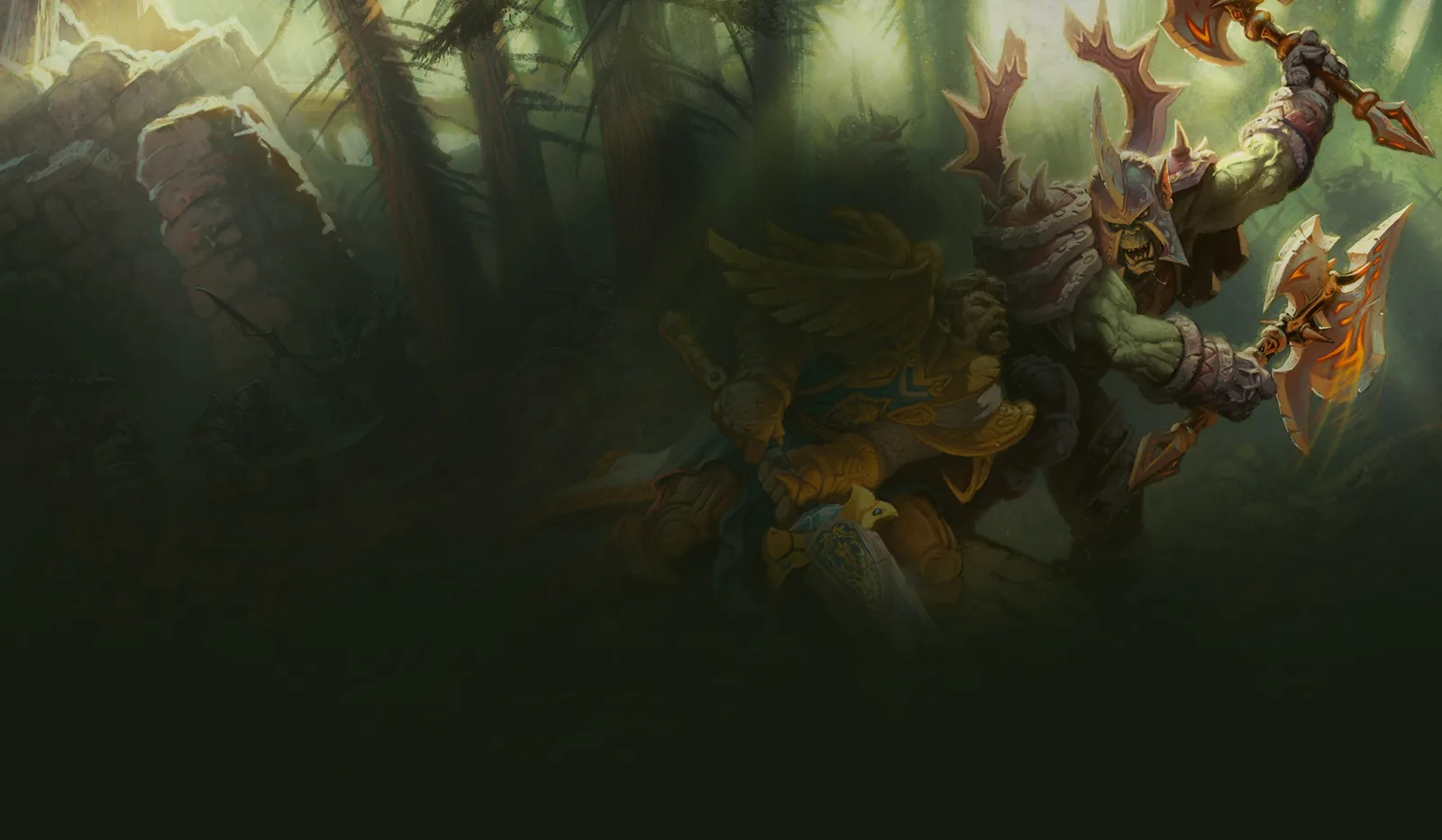 Classes page banner, dark battle art