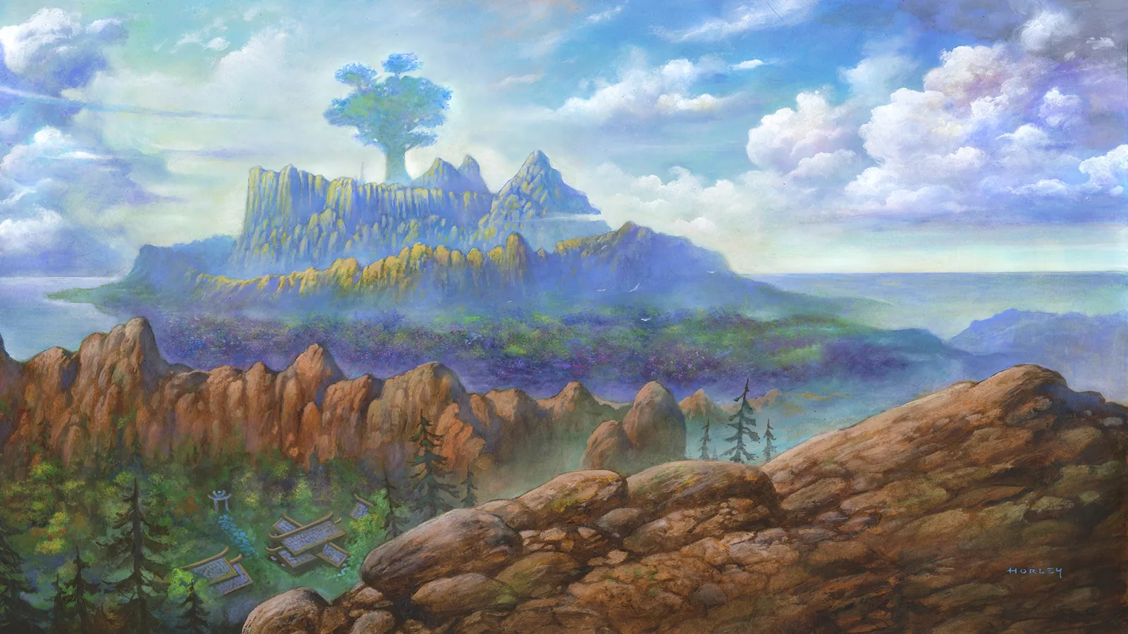 Painted mountain panorama