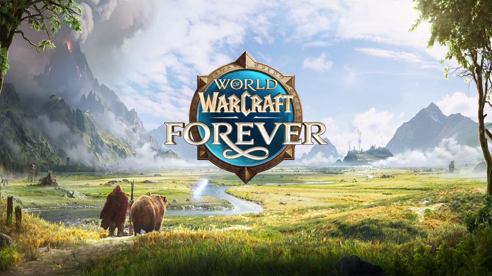 WoW Forever logo over painted plains with kodo