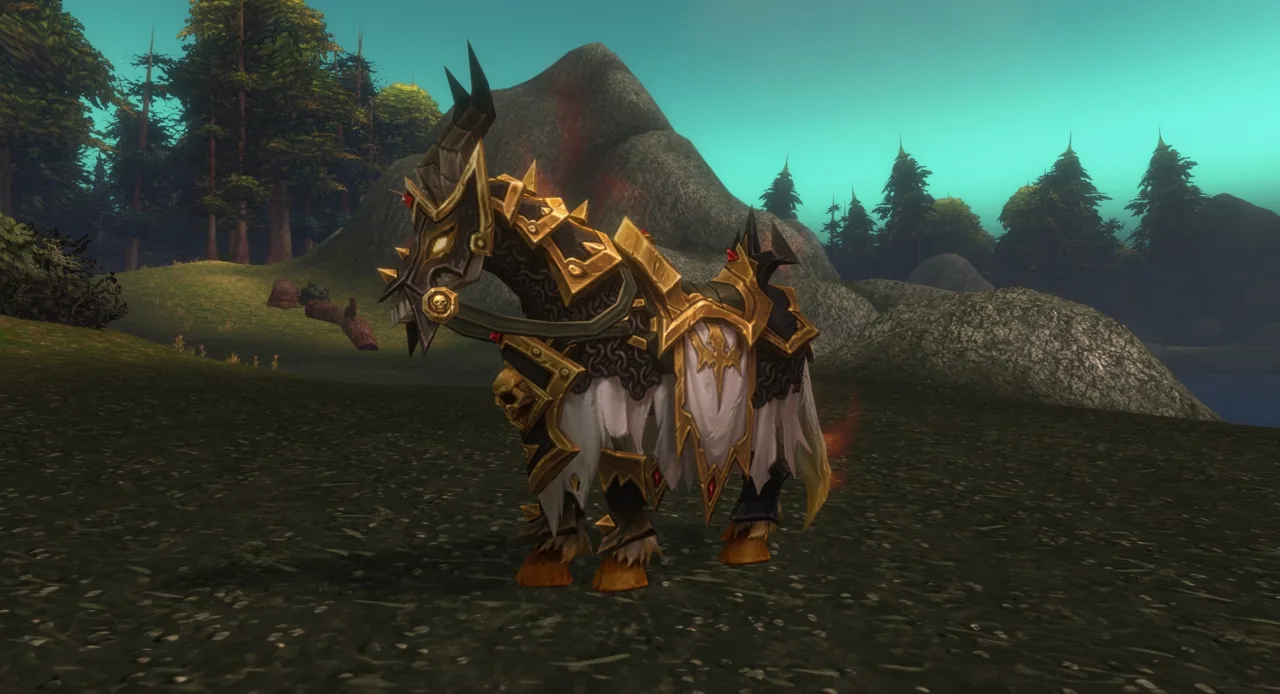 Armoured horse mount in gold barding