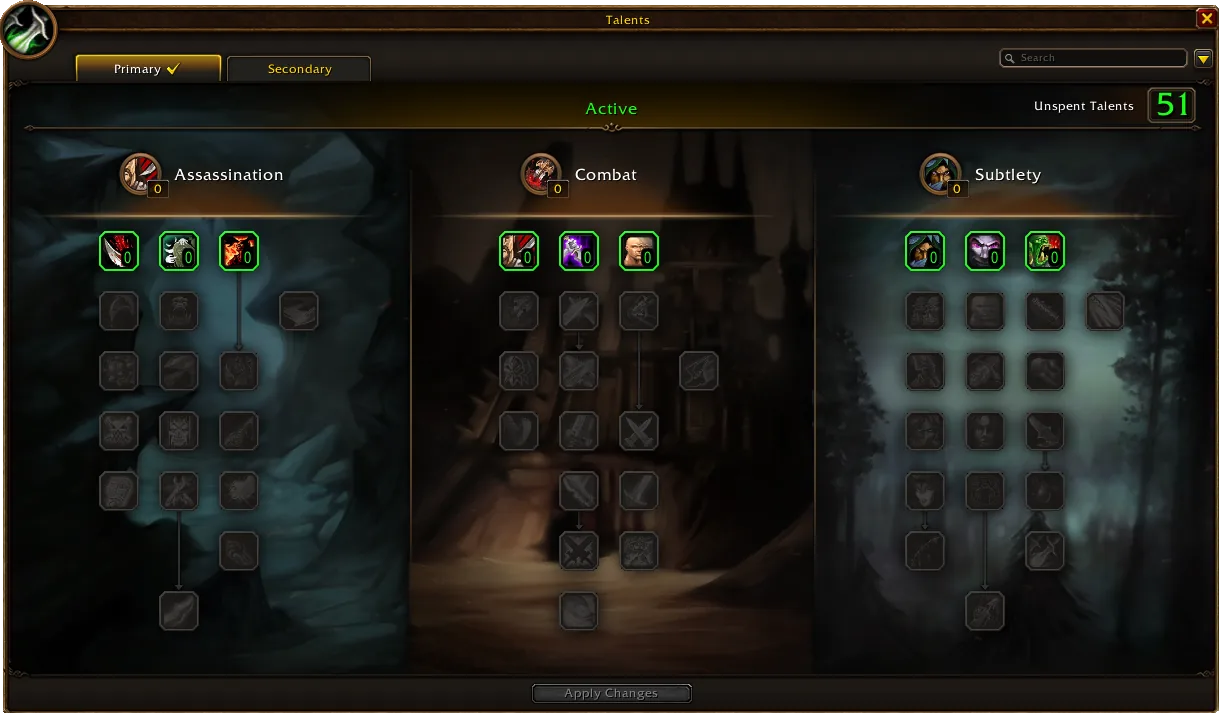 Rogue talent trees UI