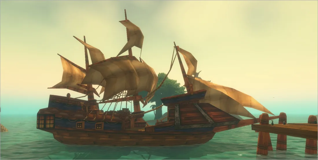 Sailing ship at a dock