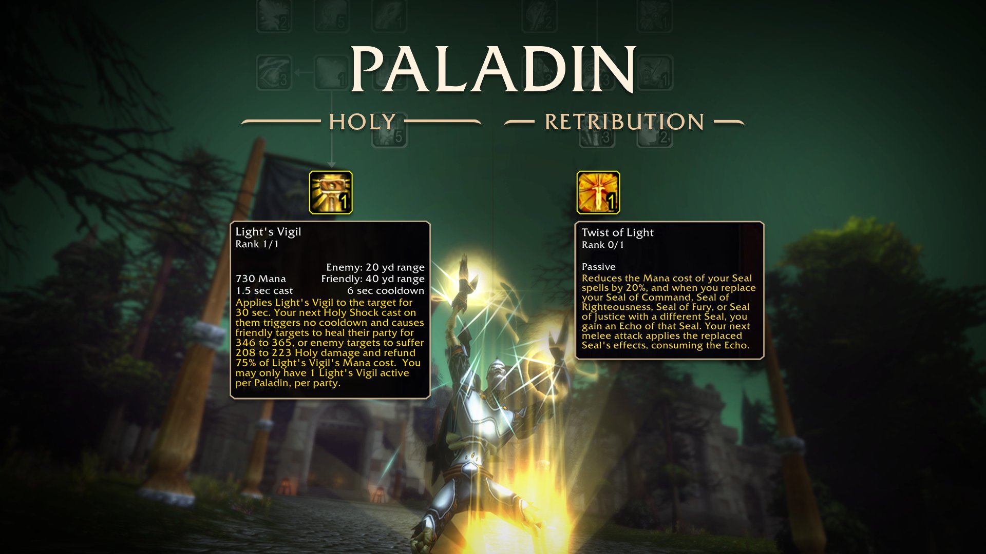 Paladin capstone talents preview: Light's Vigil (Holy) and Twist of Light (Retribution)