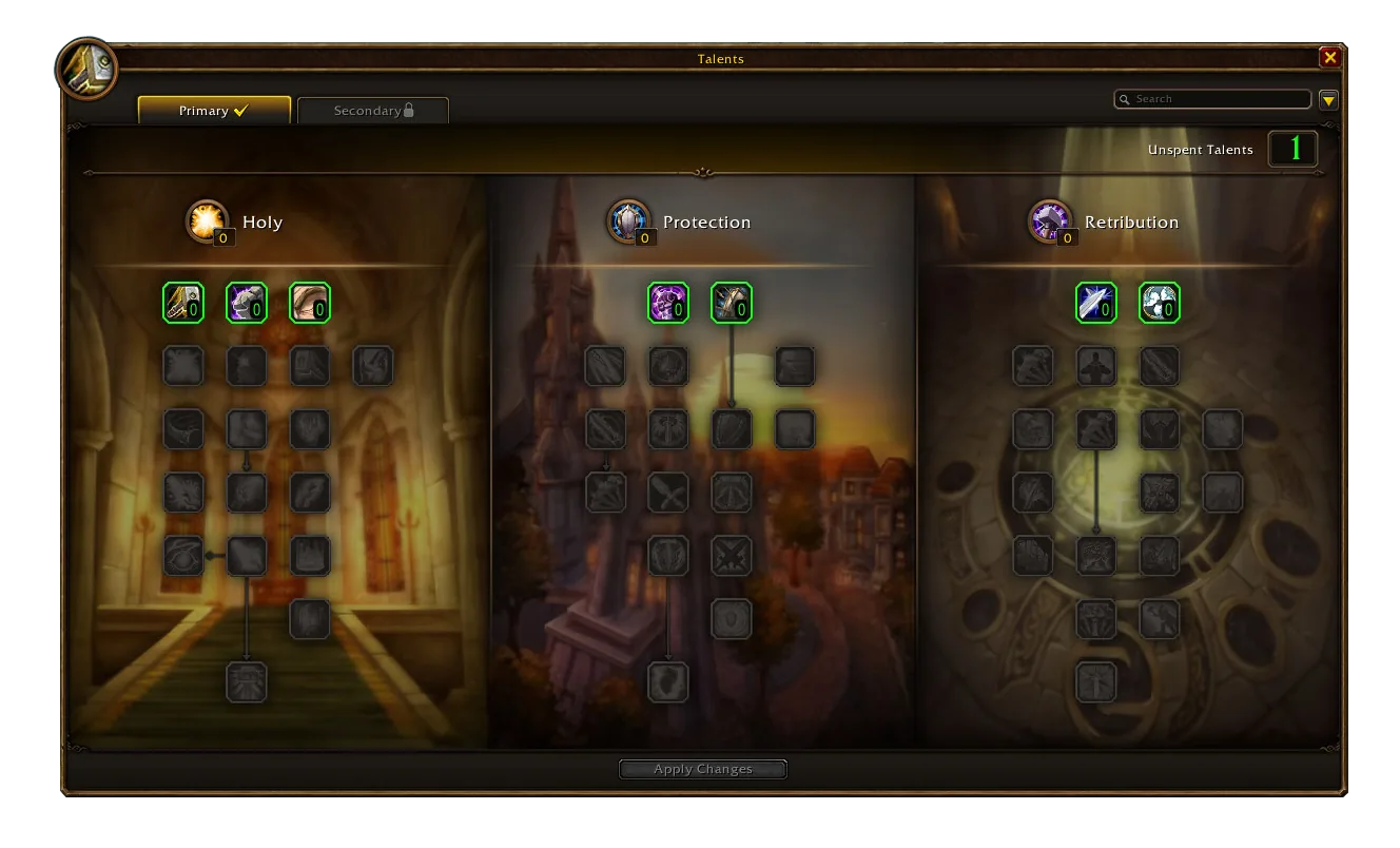 WoW Forever talent tree window