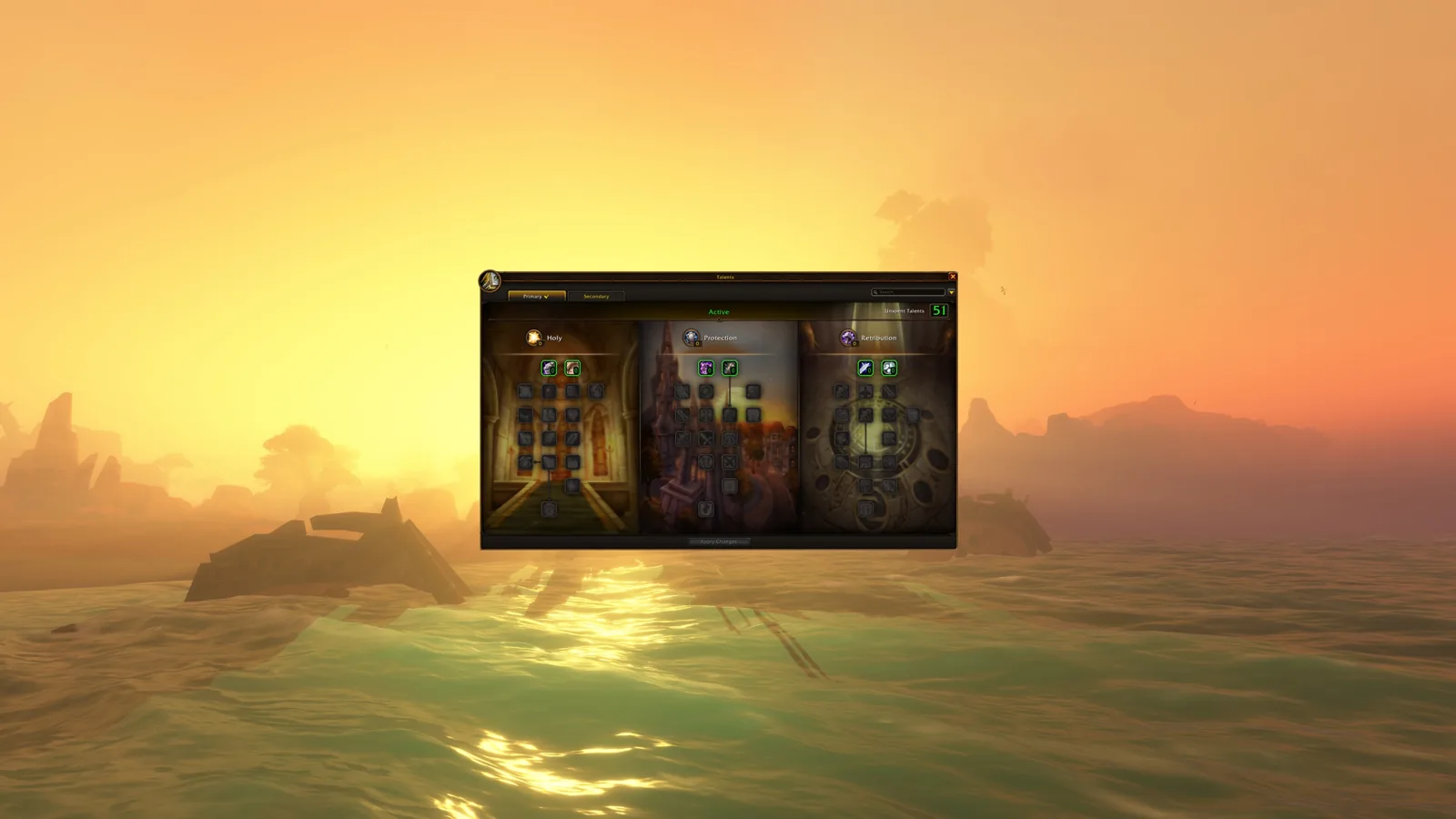Talent window over sunset water