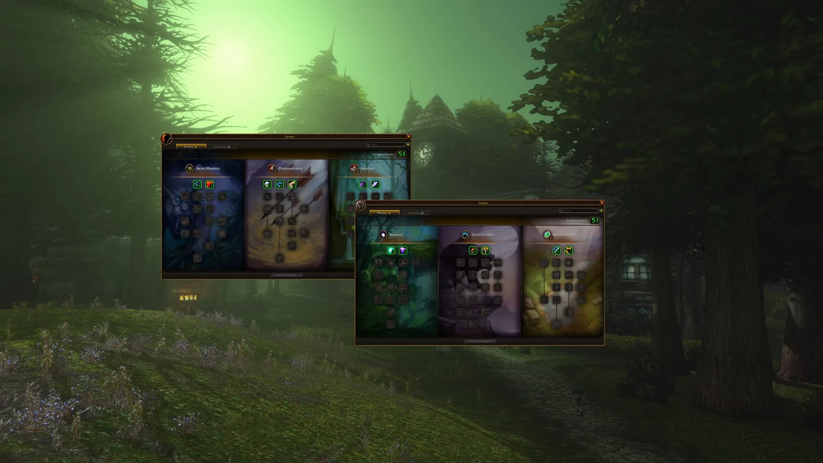 Talent windows over green forest