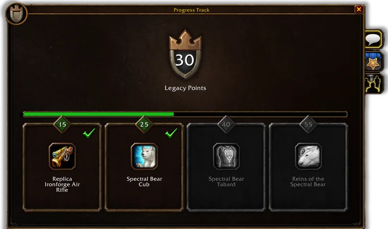 Legacy Points panel