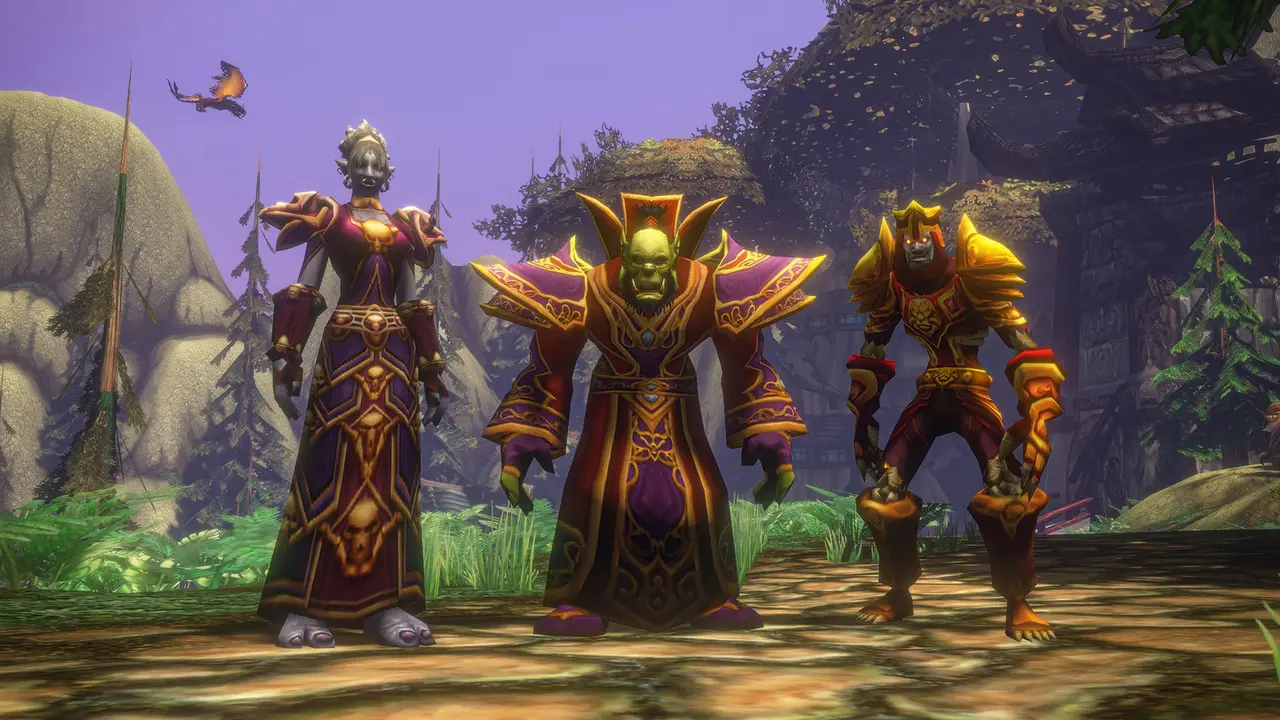Official WoW Forever image: three player characters in armour posing