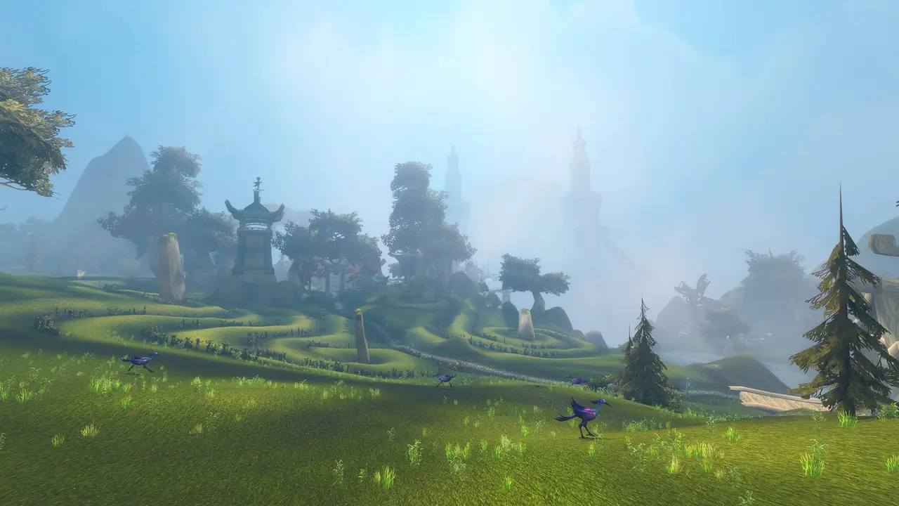 Official WoW Forever image: green meadow with ruins screenshot
