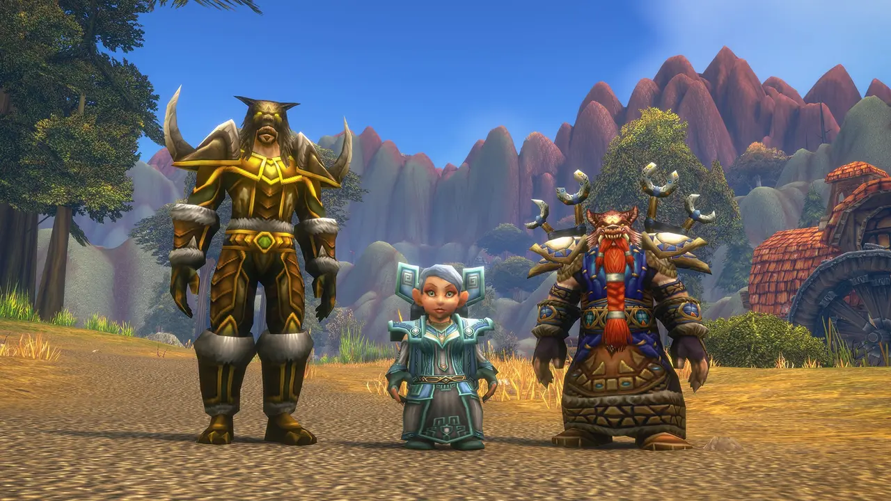 Three player characters posing