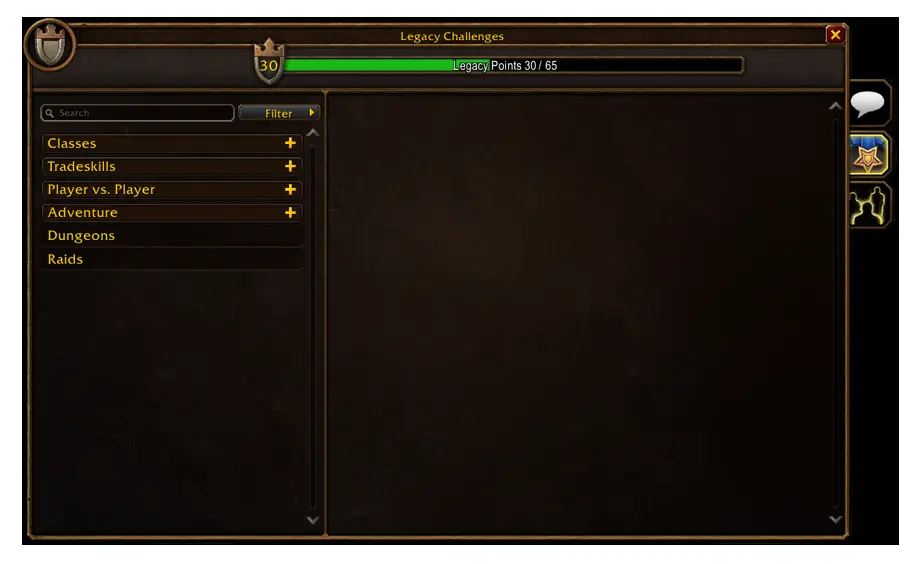 Official WoW Forever menu panel screenshot