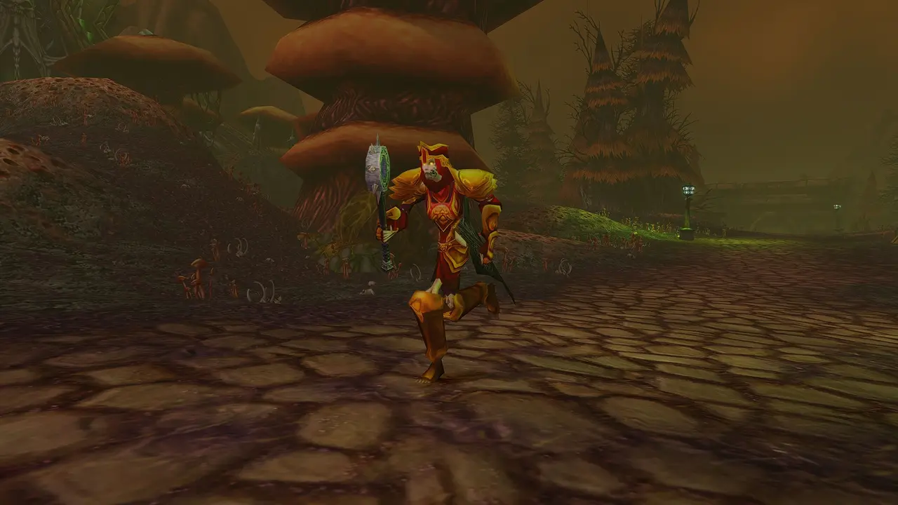 Official WoW Forever image: character on path, dark woods